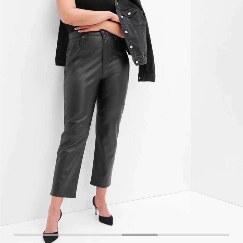 GAP Sky High Rise Faux-Leather Cheeky Straight Pants
